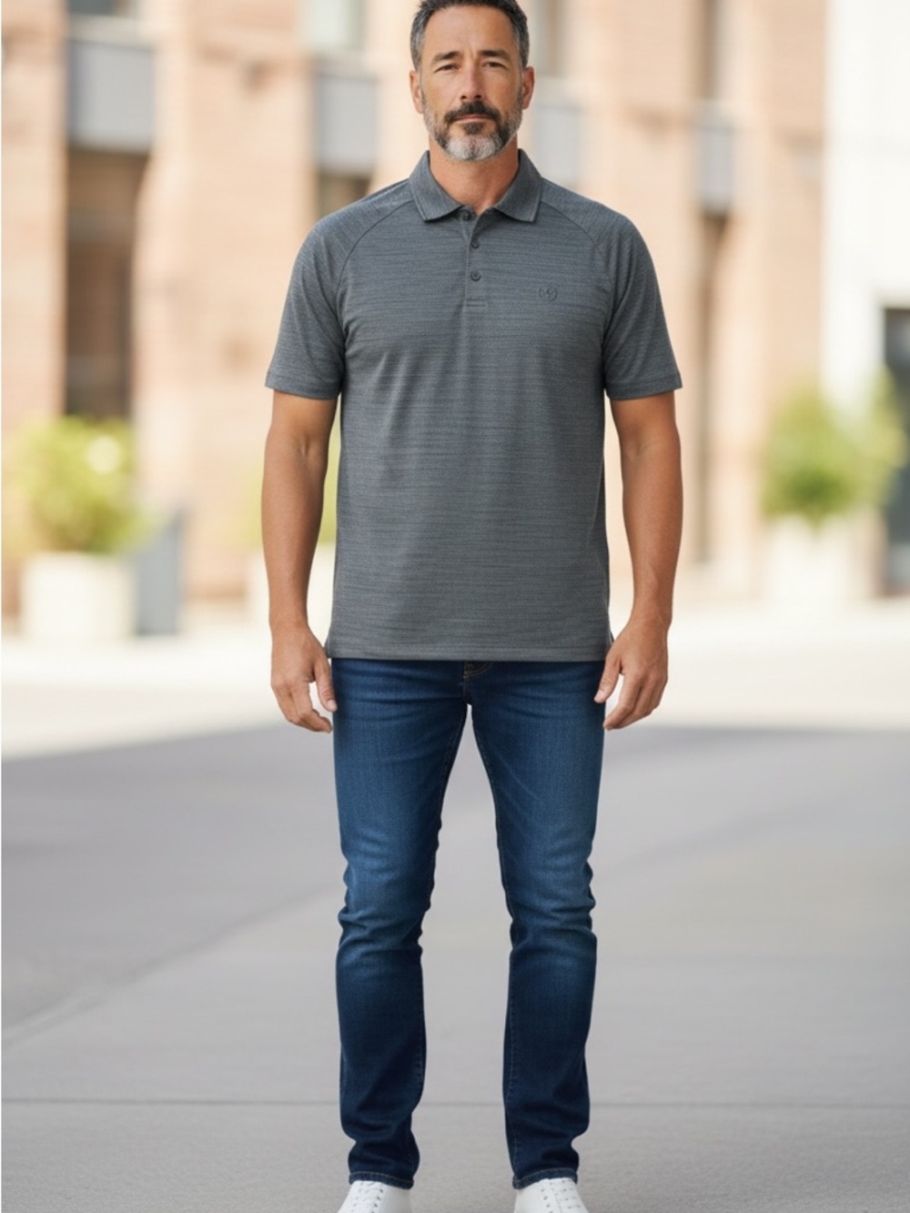 Men's Heather Gray Hurley Polo Shirt - Classic Short Sleeve SZ M